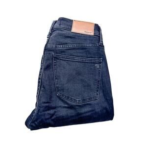 Madewell 9" High-Rise Skinny Denim Jeans Rip Knee Black Charcoal Raw Hem Size 26